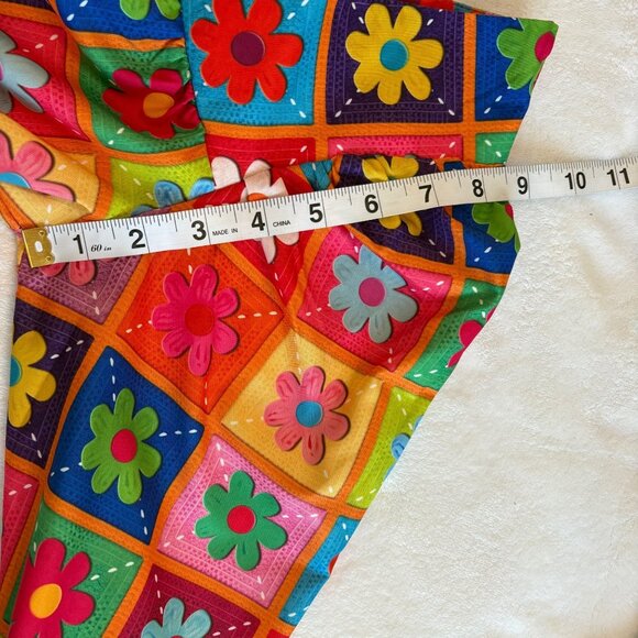 Retro-Inspired Floral Print Artsy Long Sleeve Blouse Multicolor Womens Small - Picture 8 of 10